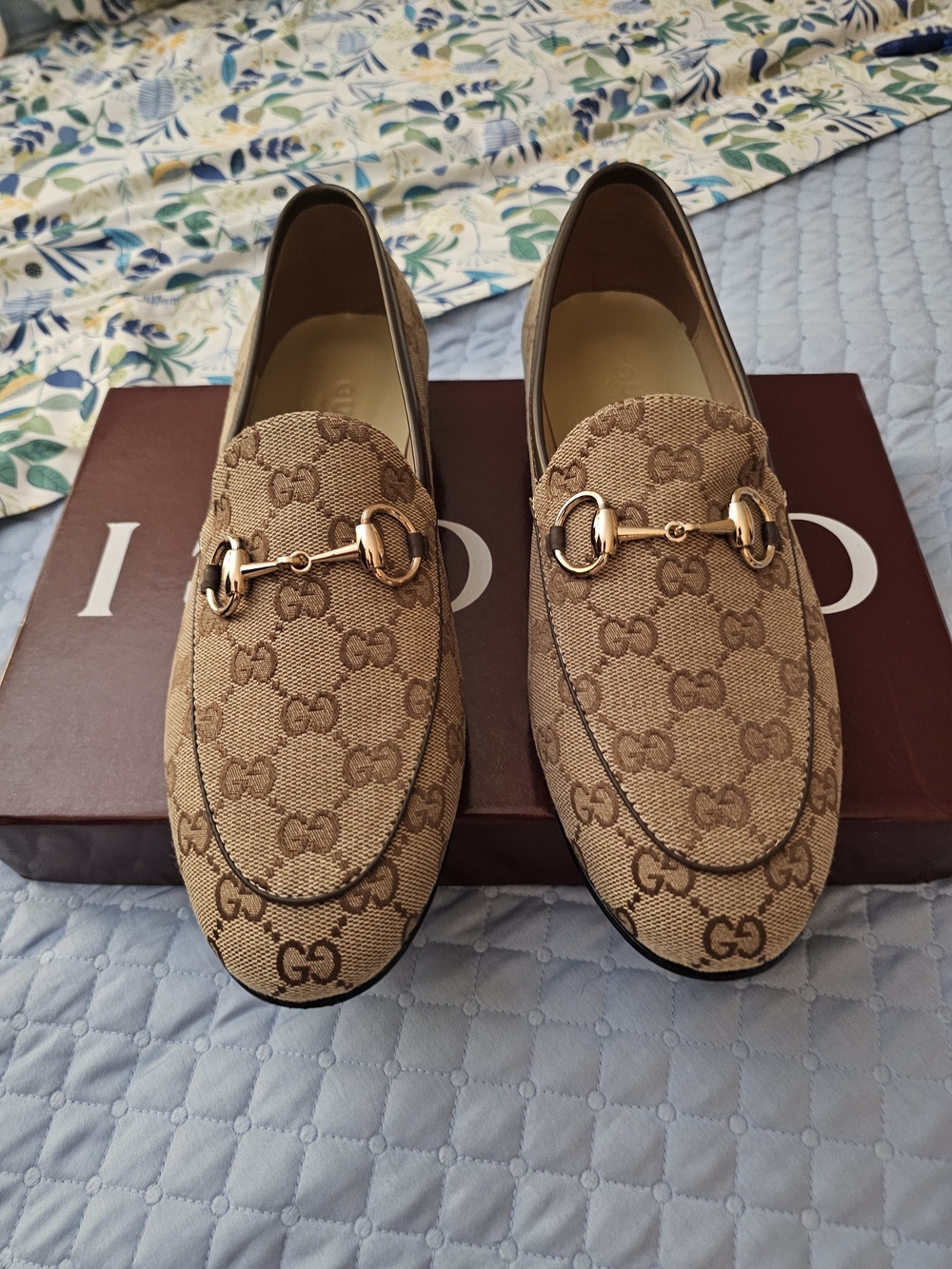 Gucci Beige GG Canvas Horsebit Loafers